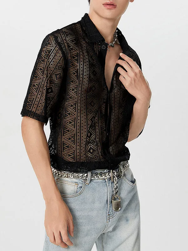 Men's Sexy Hollow Lace Loose Shirts SKUH98947 sold by Incerunmen product image thumbnail 2