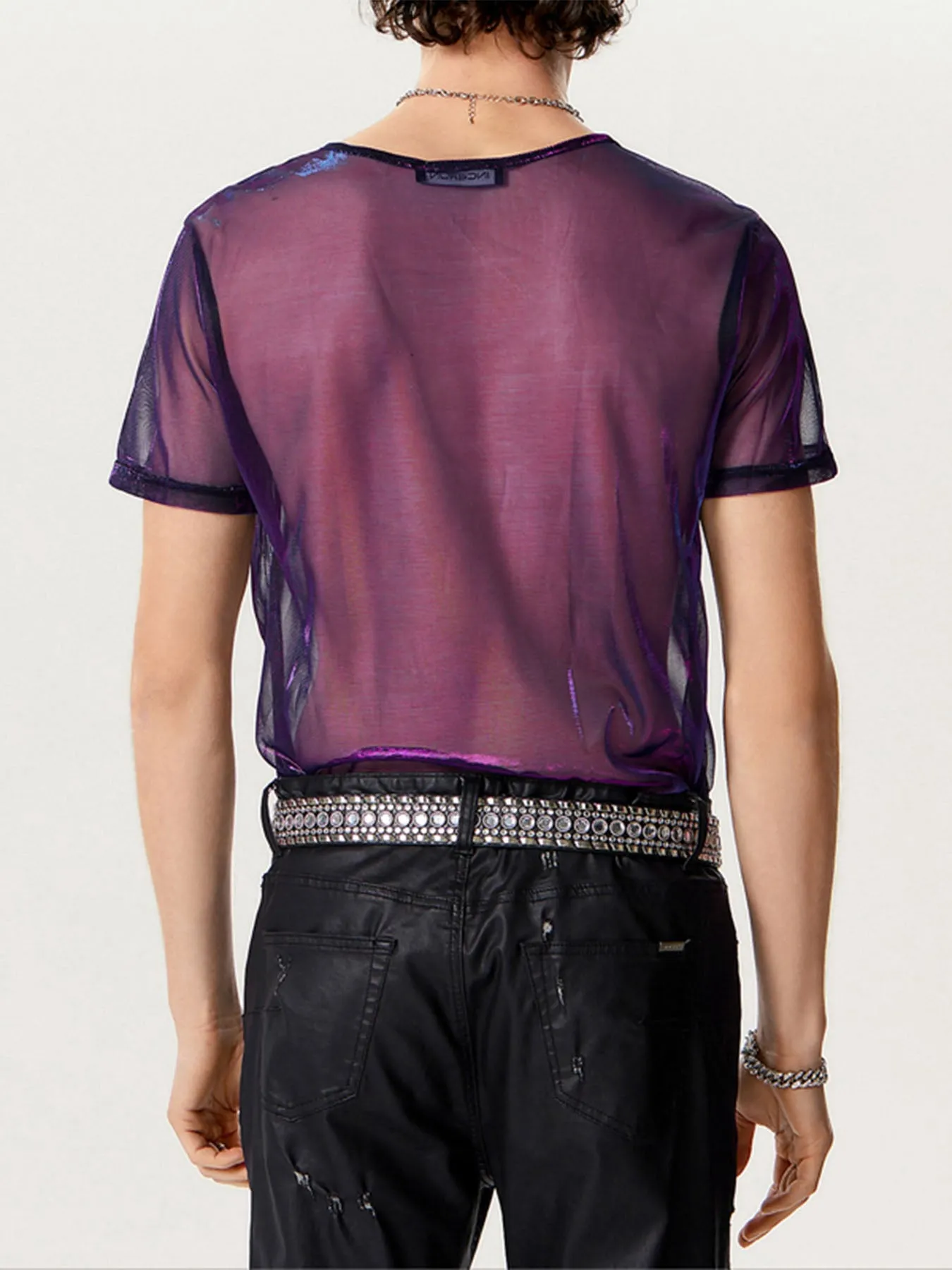 Mens See-through Two-tone Short Sleeved T-Shirts SKUI08937 sold by Incerunmen product image thumbnail 3