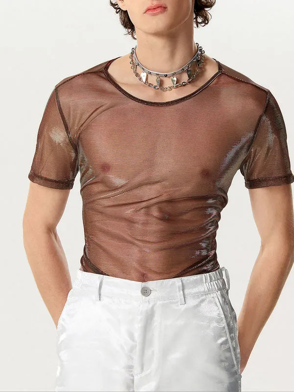 Mens See-through Two-tone Short Sleeved T-Shirts SKUI08937 sold by Incerunmen product image thumbnail 4
