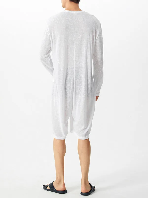 Men's Button Solid Color Long-sleeved Jumpsuit SKUI06654 sold by Incerunmen product image thumbnail 3