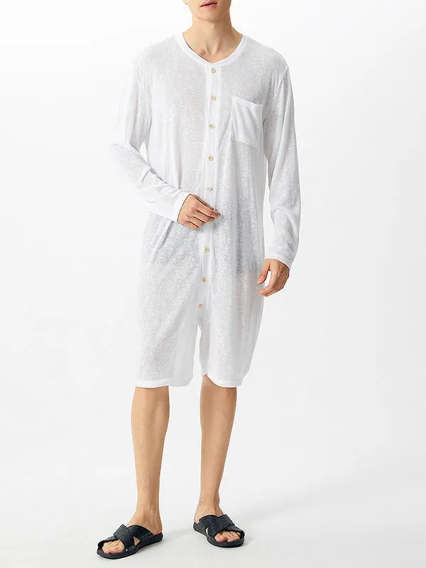 Men's Button Solid Color Long-sleeved Jumpsuit SKUI06654 sold by Incerunmen