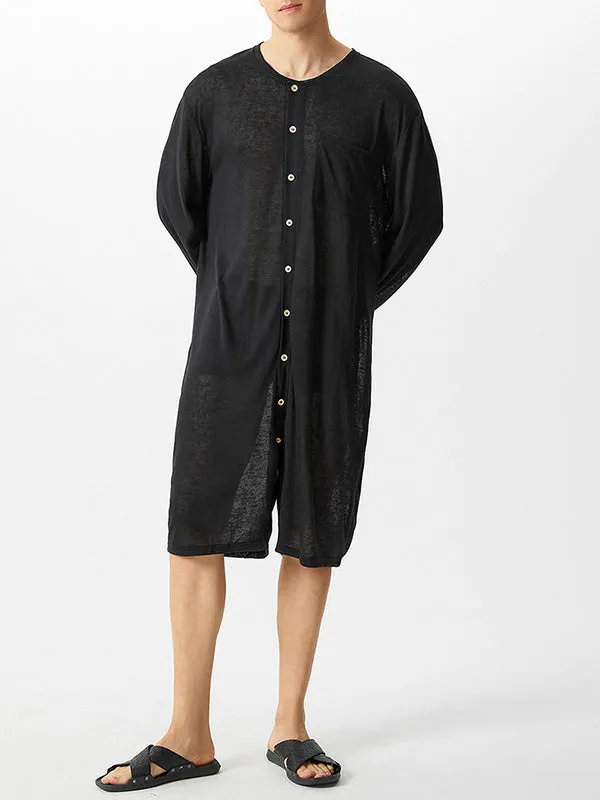 Men's Button Solid Color Long-sleeved Jumpsuit SKUI06654 sold by Incerunmen product image thumbnail 4