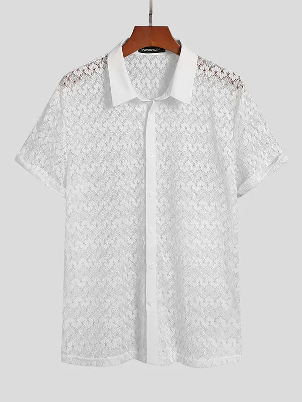 Men's Sexy Lace Short Sleeve Shirts SKUH43089 sold by Incerunmen product image thumbnail 2