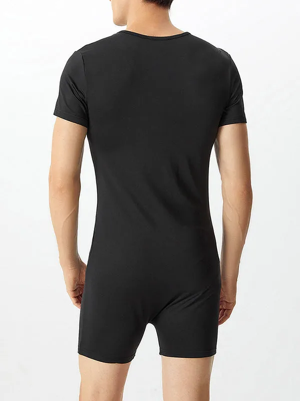Mens Front Zipper Stretchy Short-sleeved Jumpsuit SKUG00898 sold by Incerunmen product image thumbnail 2