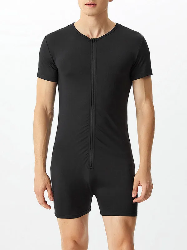 Mens Front Zipper Stretchy Short-sleeved Jumpsuit SKUG00898 sold by Incerunmen