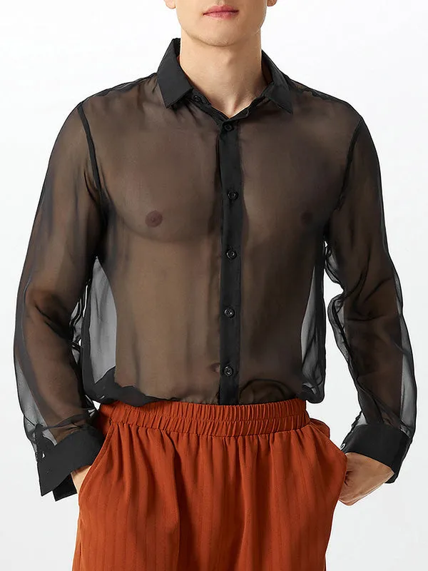 Mens Transparent Mesh Long Sleeve Shirts SKUD53139 sold by Incerunmen