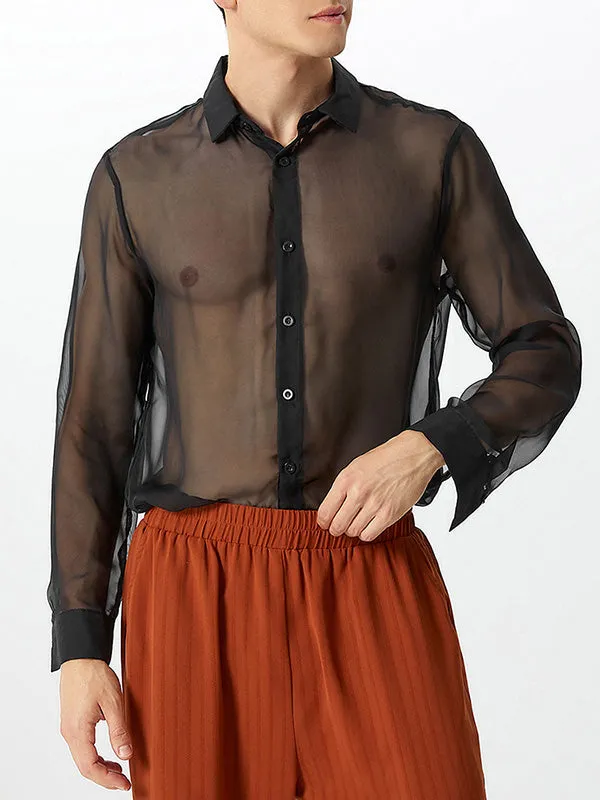 Mens Transparent Mesh Long Sleeve Shirts SKUD53139 sold by Incerunmen product image thumbnail 2