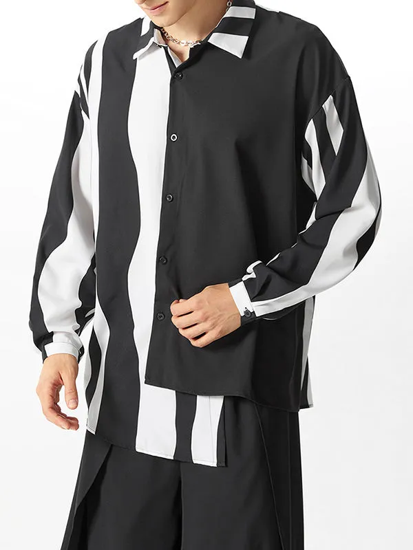 Mens Striped Patchwork Long Sleeve Shirts SKUG63001 sold by Incerunmen product image thumbnail 2