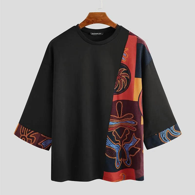 Mens Ethnic Print Patchwork Casual Short Sleeve T-Shirts SKUE66805 sold by Incerunmen product image thumbnail 5