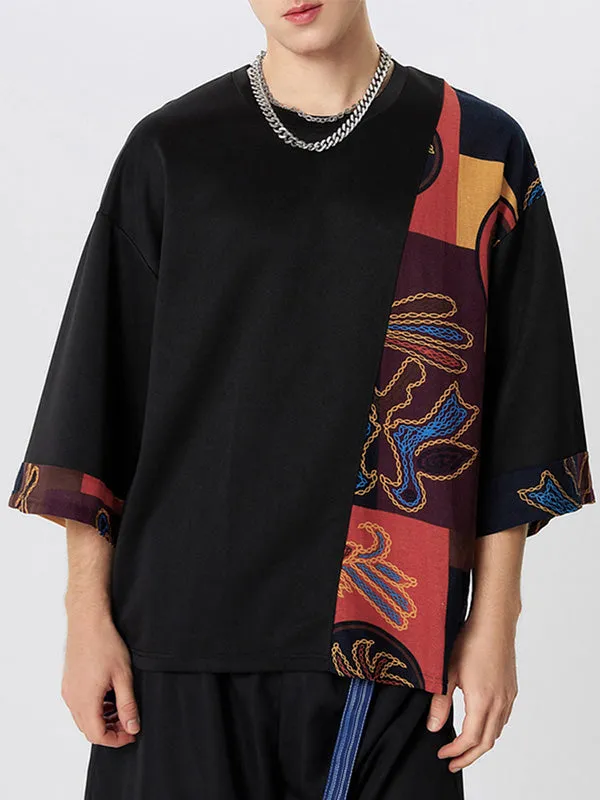 Mens Ethnic Print Patchwork Casual Short Sleeve T-Shirts SKUE66805 sold by Incerunmen product image thumbnail 2