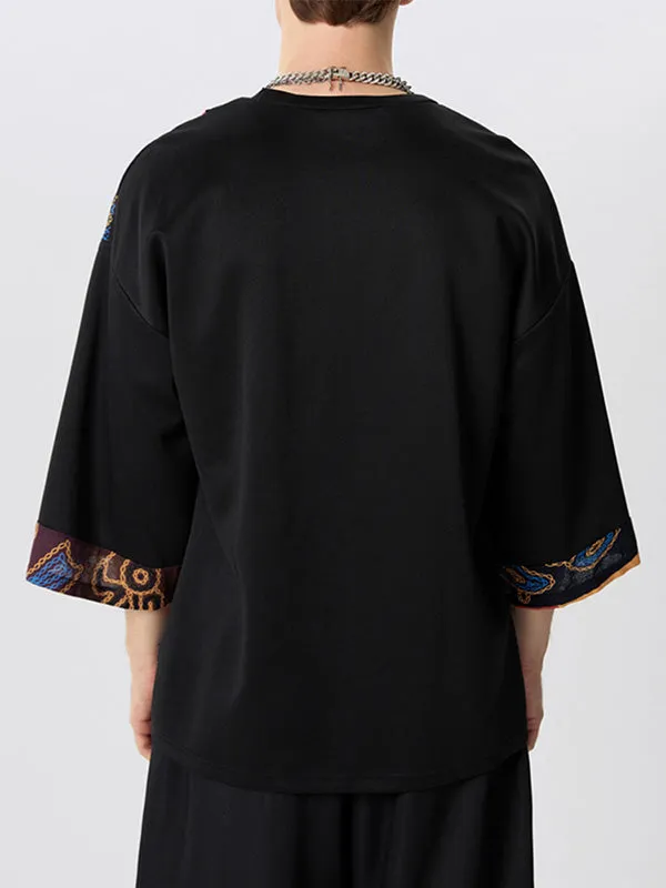 Mens Ethnic Print Patchwork Casual Short Sleeve T-Shirts SKUE66805 sold by Incerunmen product image thumbnail 3