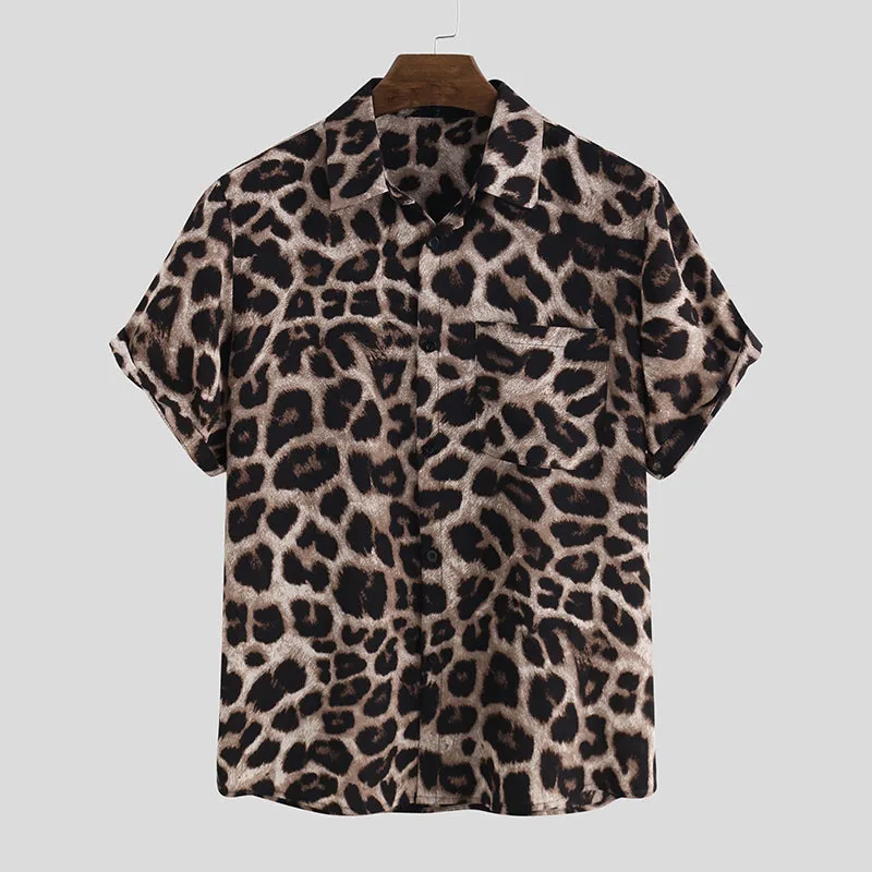 Mens Leopard Print Casual Short Sleeve Shirts SKUE22621 sold by Incerunmen product image thumbnail 2