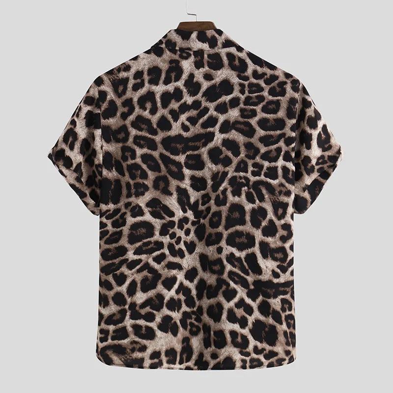 Mens Leopard Print Casual Short Sleeve Shirts SKUE22621 sold by Incerunmen product image thumbnail 3