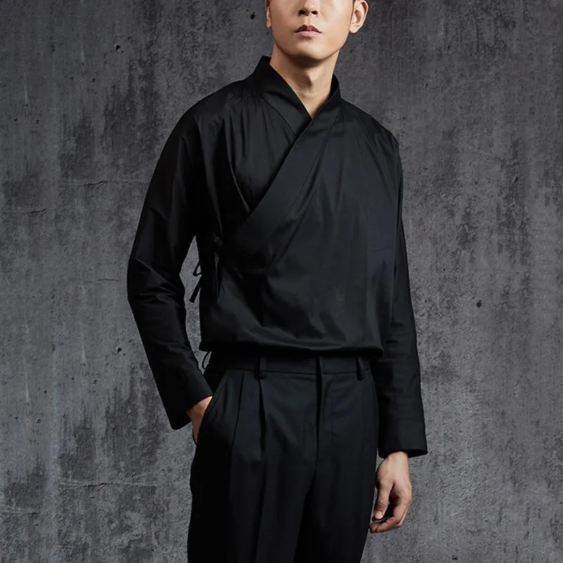 Mens Long Sleeve Retro Chinese Shirts V Neck Ethnic Style Loose Tops Shirt SKUE28937 sold by Incerunmen product image thumbnail 4