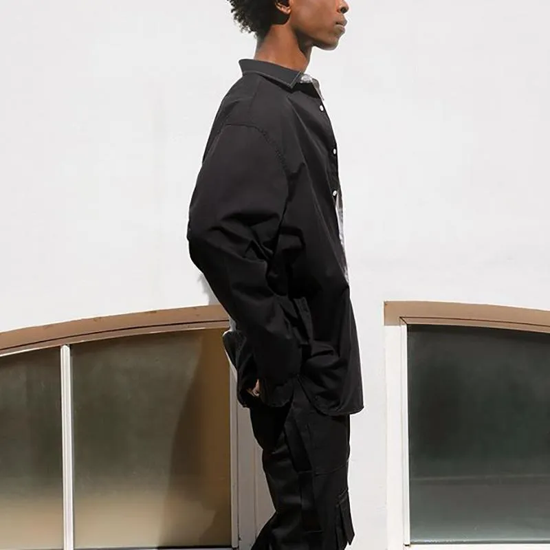 Mens Stand Collar Patchwork Loose Causal Shirts SKUG49059 sold by Incerunmen product image thumbnail 5