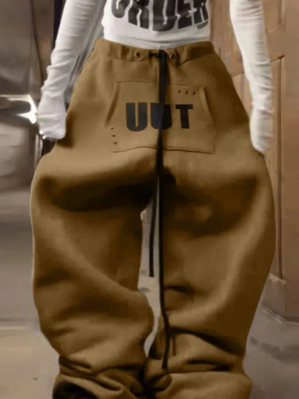 Men's Deconstructed Kangaroo Pocket Letter Print Wide Leg Pant SKUL36402 sold by Incerunmen product image thumbnail 3