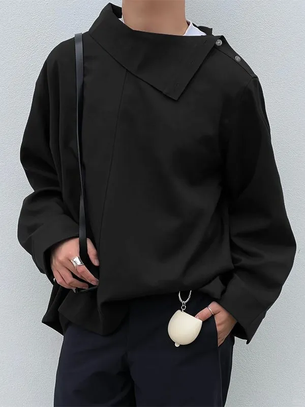 Men's Deconstructed Asymmetrical Collar Long Sleeve Shirt SKUL36676 sold by Incerunmen
