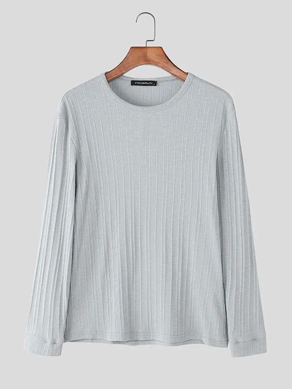 Men's Solid Color Textured Long Sleeve T-Shirt SKUL36666 sold by Incerunmen product image thumbnail 4