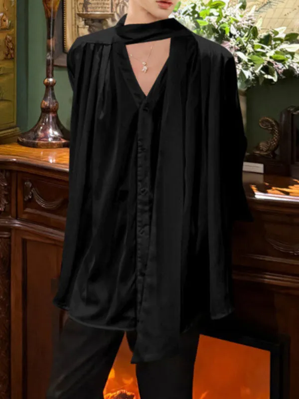 Men's Deconstructed Ribbon Long Sleeve Shirt SKUL37673 sold by Incerunmen