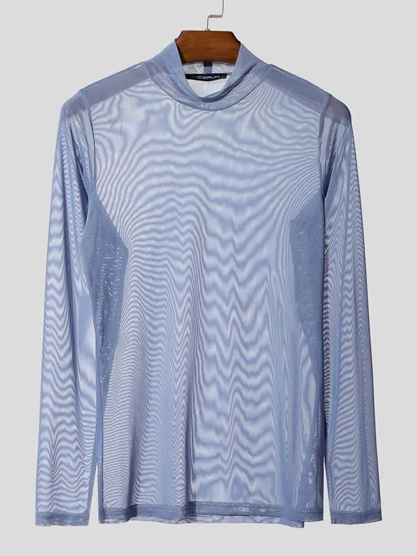 Men's Sheer Mesh High Neck Long Sleeve T-Shirt SKUL38059 sold by Incerunmen product image thumbnail 4