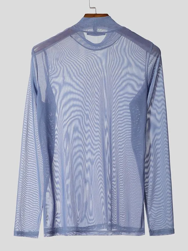 Men's Sheer Mesh High Neck Long Sleeve T-Shirt SKUL38059 sold by Incerunmen product image thumbnail 5