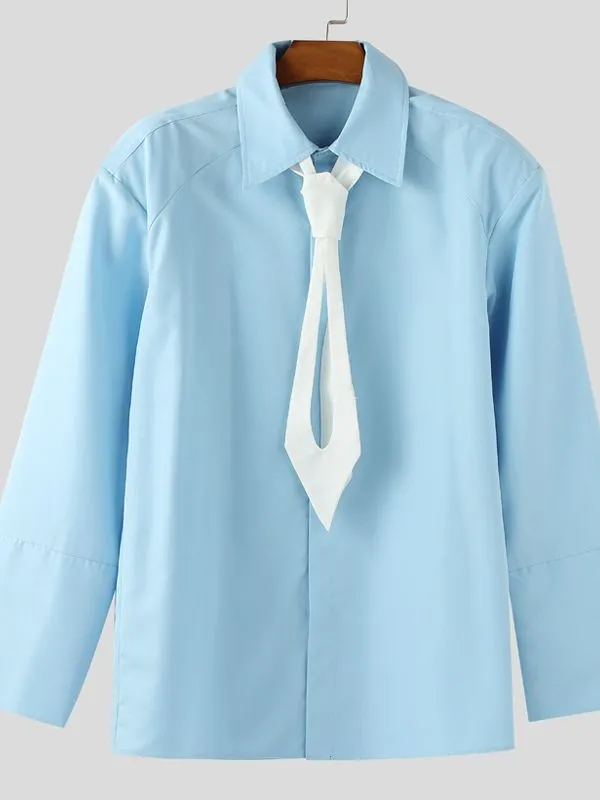 Men's Color Block Hollow Tie Long Sleeve Shirt SKUL36311 sold by Incerunmen product image thumbnail 4