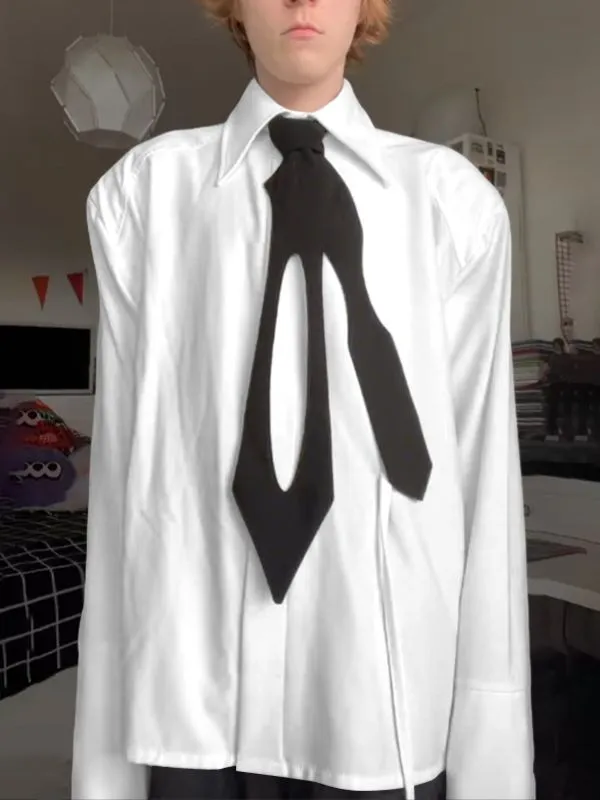 Men's Color Block Hollow Tie Long Sleeve Shirt SKUL36311 sold by Incerunmen product image thumbnail 2