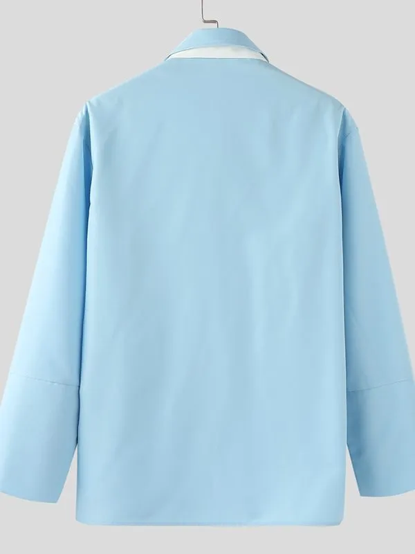 Men's Color Block Hollow Tie Long Sleeve Shirt SKUL36311 sold by Incerunmen product image thumbnail 5