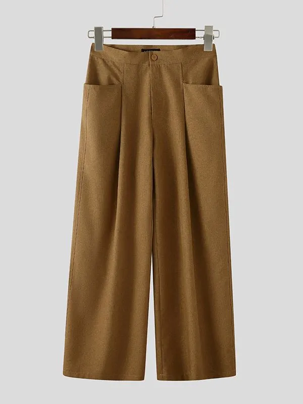 Men's Solid Color Textured Wide Leg Pant SKUL35282 sold by Incerunmen product image thumbnail 4
