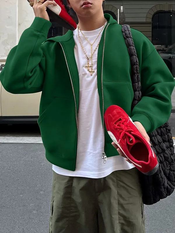 Men's Solid Color Zip Long Sleeve Hoodie SKUL36617 sold by Incerunmen product image thumbnail 2