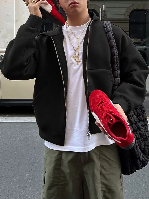 Men's Solid Color Zip Long Sleeve Hoodie SKUL36617 sold by Incerunmen