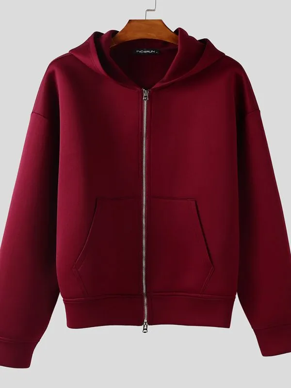 Men's Solid Color Zip Long Sleeve Hoodie SKUL36617 sold by Incerunmen product image thumbnail 4