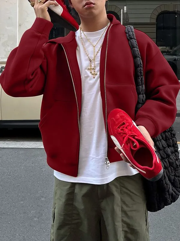 Men's Solid Color Zip Long Sleeve Hoodie SKUL36617 sold by Incerunmen product image thumbnail 3