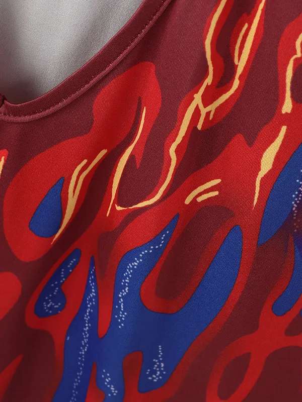 Men's Flame Print Hollow Out Bodysuit SKUL22219 sold by Incerunmen product image thumbnail 4