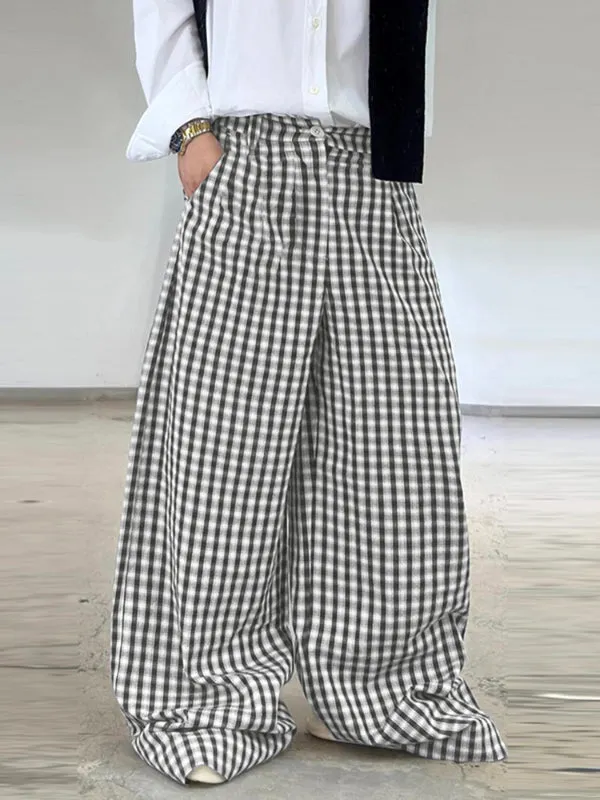 Men's Plaid Wide Leg Casual Pant SKUL25093 sold by Incerunmen product image thumbnail 2