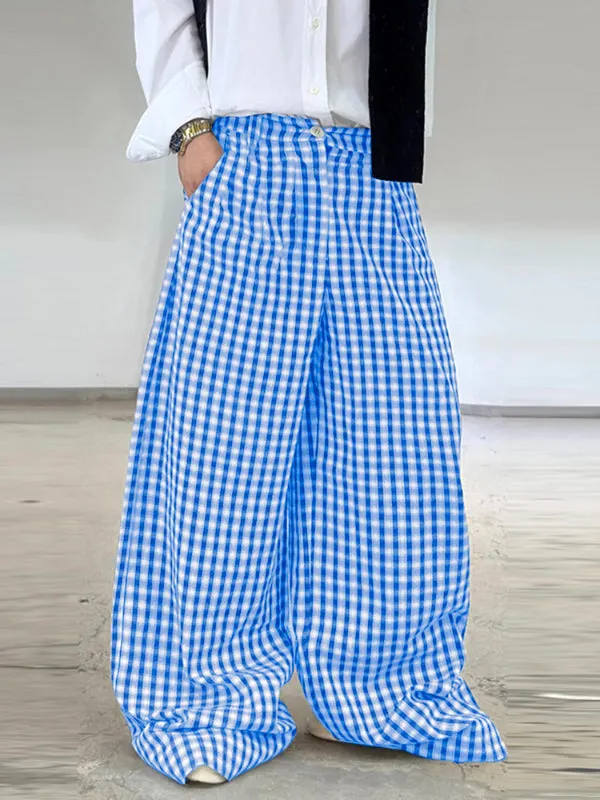 Men's Plaid Wide Leg Casual Pant SKUL25093 sold by Incerunmen
