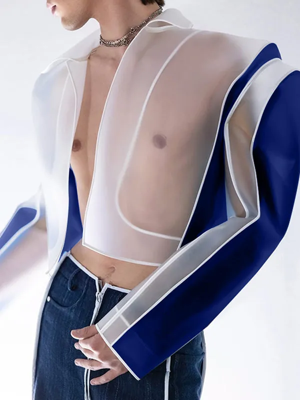 Mens Fashionable Sheer Colorblock Long Sleeve Blazer SKUK93197 sold by Incerunmen product image thumbnail 2
