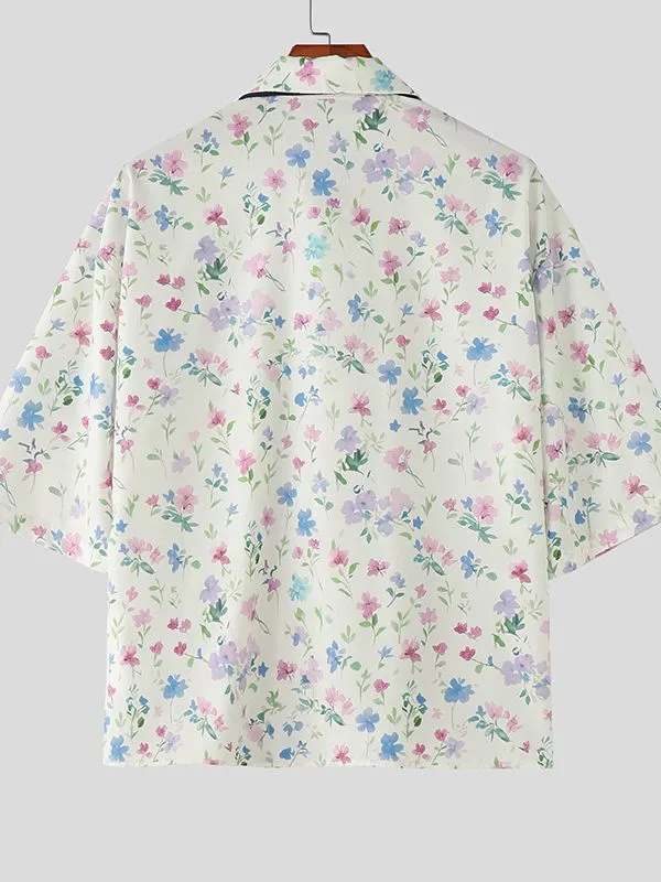 Men's Floral Print Tie Short Sleeve Shirt SKUL36411 sold by Incerunmen product image thumbnail 5
