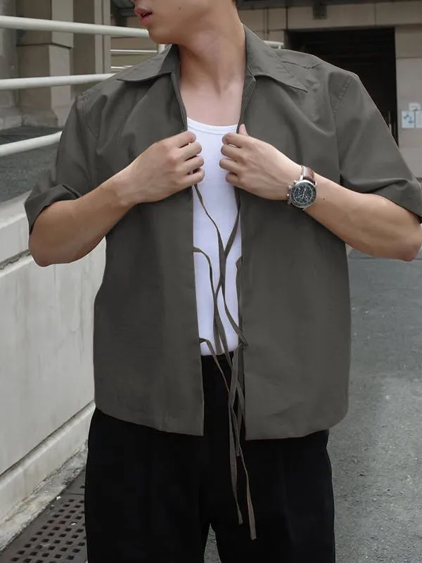 Men's Drawstring Patchwork Short Sleeve Shirt SKUL36626 sold by Incerunmen