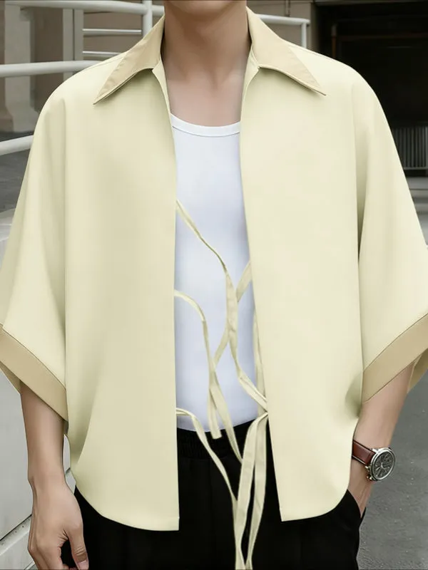 Men's Color Block Drawstring Half Sleeve Cardigan SKUL39360 sold by Incerunmen