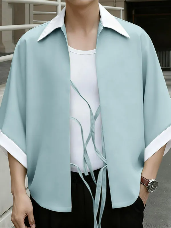 Men's Color Block Drawstring Half Sleeve Cardigan SKUL39360 sold by Incerunmen product image thumbnail 3