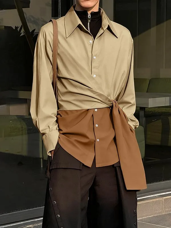 Men's Color Block Twist Tie Long Sleeve Shirt SKUL37294 sold by Incerunmen