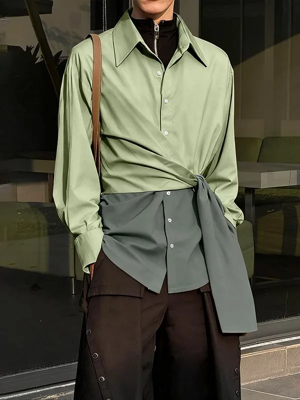 Men's Color Block Twist Tie Long Sleeve Shirt SKUL37294 sold by Incerunmen product image thumbnail 3