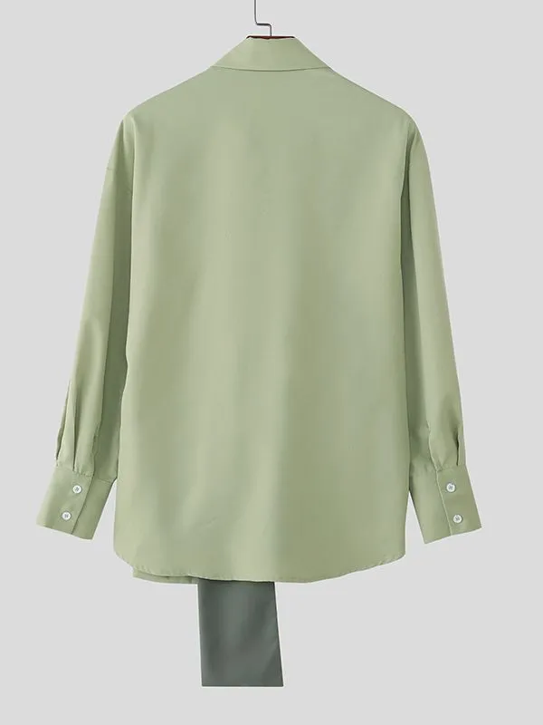 Men's Color Block Twist Tie Long Sleeve Shirt SKUL37294 sold by Incerunmen product image thumbnail 5