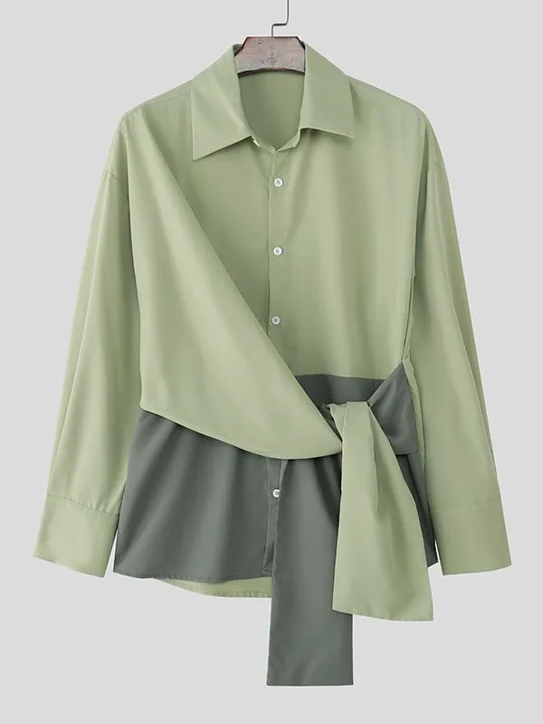 Men's Color Block Twist Tie Long Sleeve Shirt SKUL37294 sold by Incerunmen product image thumbnail 4