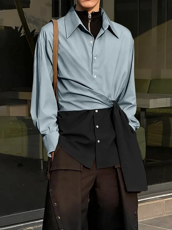 Men's Color Block Twist Tie Long Sleeve Shirt SKUL37294 sold by Incerunmen product image thumbnail 2