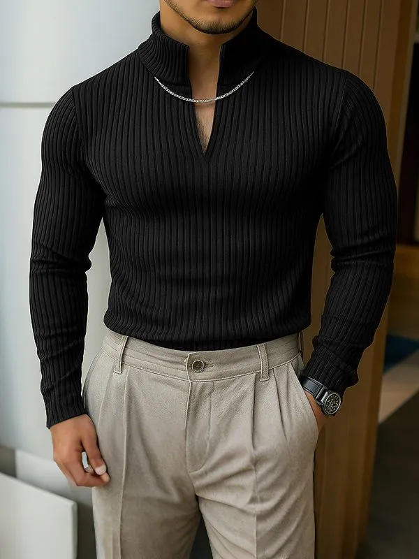 Men's Solid Color Textured Metal Chain Long Sleeve T-Shirt SKUL35274 sold by Incerunmen