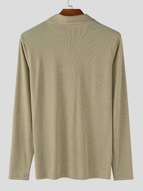 Men's Solid Color Textured Metal Chain Long Sleeve T-Shirt SKUL35274 sold by Incerunmen product image thumbnail 5