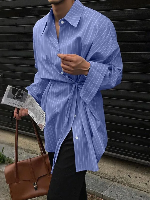 Men's Striped Waist Drawstring Long Sleeve Shirt SKUL32844 sold by Incerunmen product image thumbnail 3