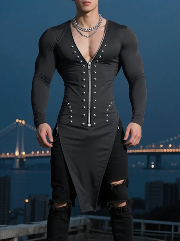 Men's Deconstructed Bead Patchwork Long Sleeve T Shirt SKUL31954 sold by Incerunmen product image thumbnail 3